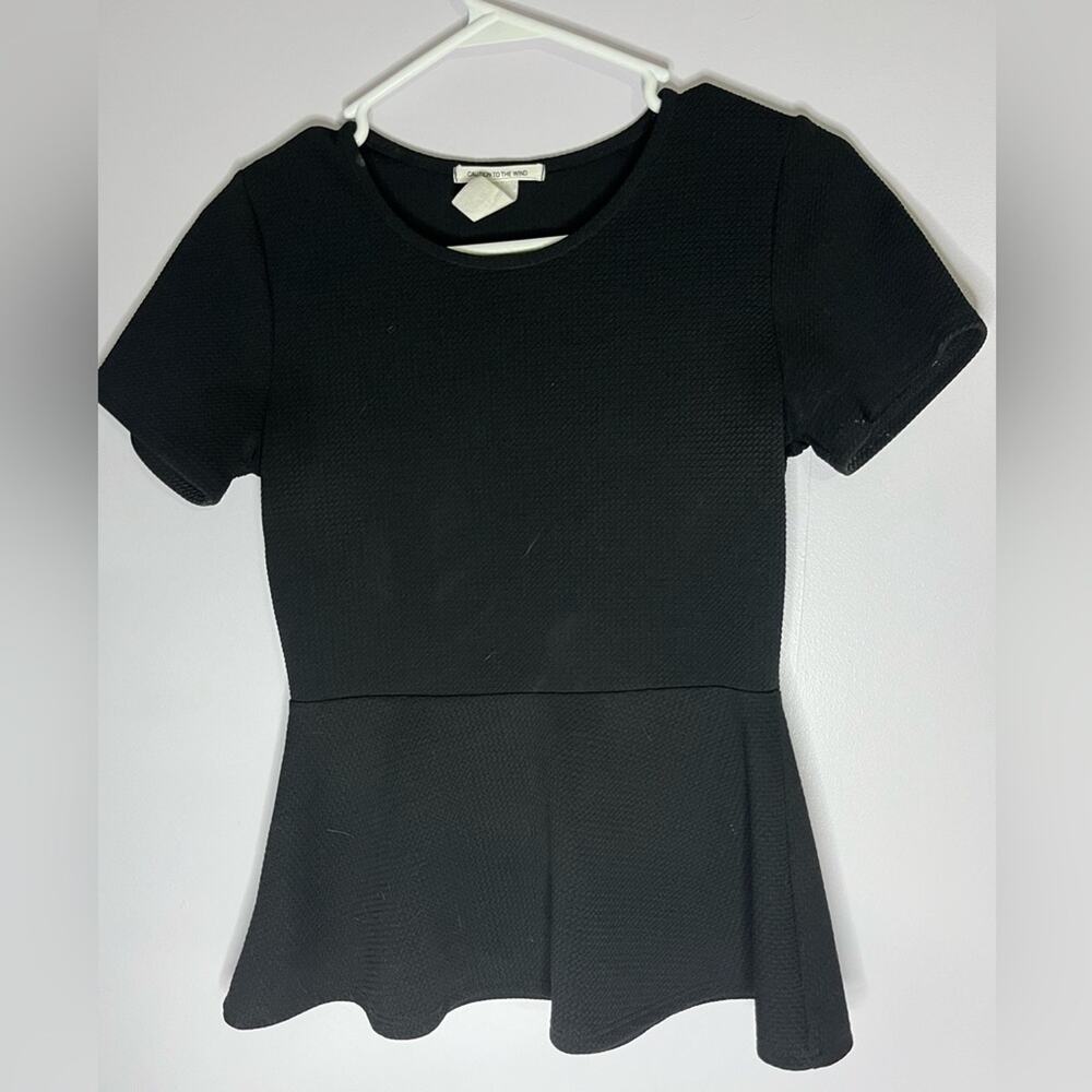 Caution to the Wind Black Peplum Top sz small